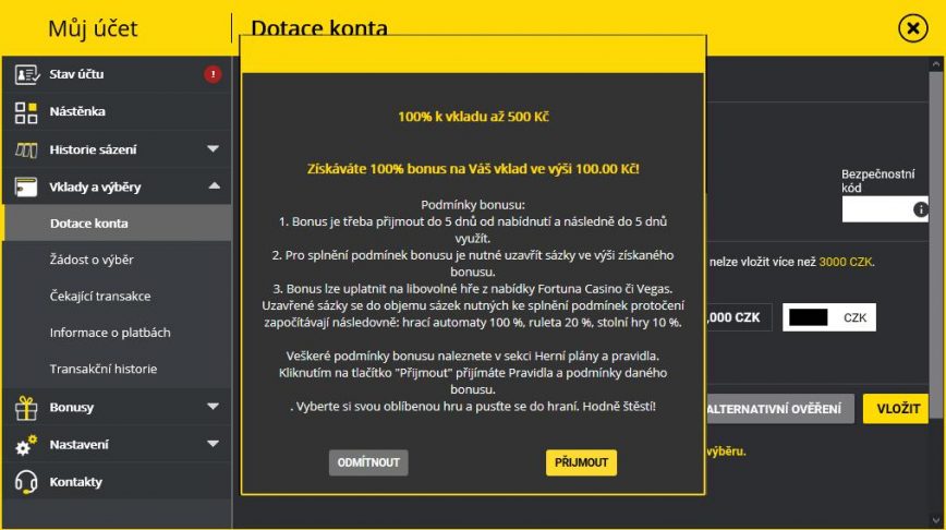 Fotuna Vegas Casino Bonus za vstup